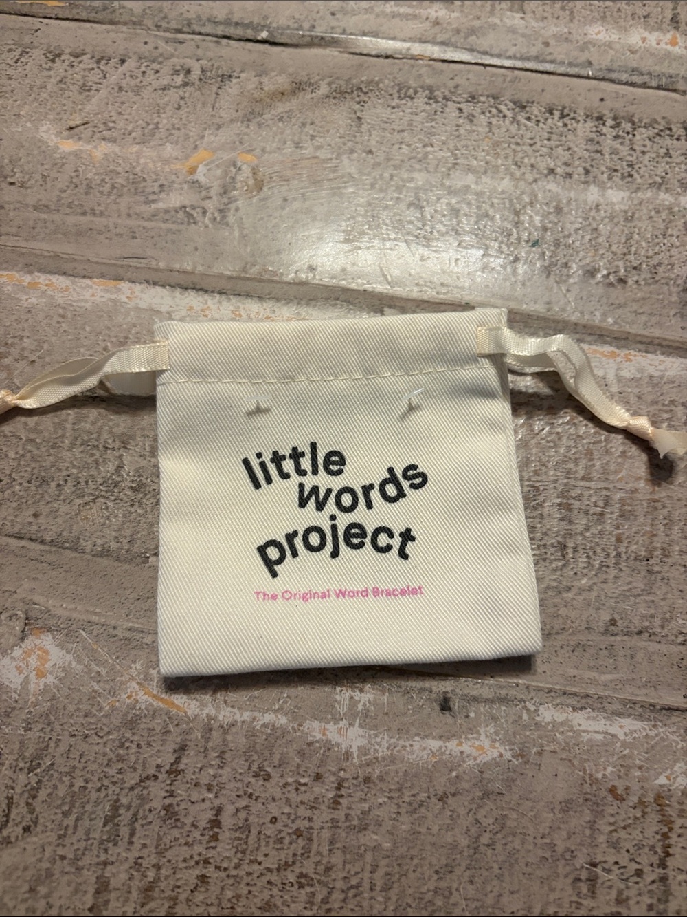 Little Words Project Cream Drawstring Jewelry Pouch